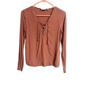 Aritzia Wilfred Free Lace Front Dusty Rose Top XXS